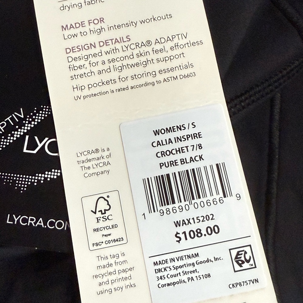 CALIA Inspire Collection Women’s Size Small Black High Rise 7/8 Leggings NWT - Picture 2 of 6